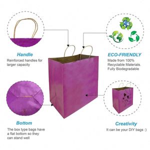 Purple Kraft Paper <b>Bags</b> with Twisted Handles 14x10x15.75 Inches - Product Image 3
