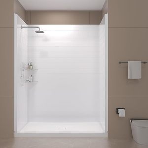 Kit de panneaux muraux de douche OEM/ODM SMC 32 po x 60 po, 4 pièces avec base pour conversion de baignoire en douche accessible. - Product Image 2