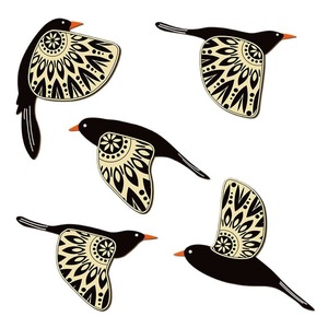 Décoration murale en bois en forme d'oiseau volant, ornement suspendu en buis, décoration d'intérieur, forme irrégulière, couleur bronze, ensemble de 5 pièces - Product Image 2
