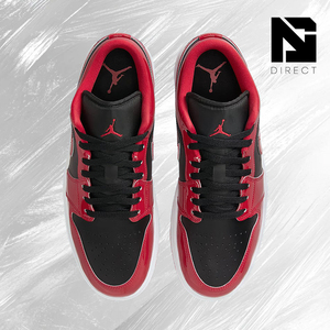Air Jordan 1 Low 'Patent Varsity Red Black' Zapatillas de Piel Sintética Roja y Negra con Cordones para Caminar y Skateboarding - Product Image 3