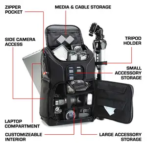 Fabricação de fábrica personalizada profissional câmera dslr saco de viagem digital ao ar livre viagem mochila à prova d' água para fotografia