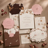 Set Undangan Pernikahan Salib Malaikat Floral Mewah Buatan Tangan dengan Desain Embos, Kertas Premium, dan Amplop Elegan