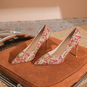 Escarpins de mariée à bout pointu, talon aiguille de 5 à 8 cm, dessus en textile Paisley, décorés de strass, pour mariage ou tenue de soirée - Product Image 1