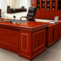 Escritorio Ejecutivo de Lujo, Escritorio de Madera para Gerentes con Gabinete de Almacenamiento, Muebles de Oficina Modernos para Espacios Corporativos