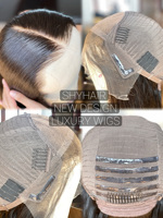 SHY 13x5 HD Swiss Lace Front Wig 100% Cheveux Humains Pré-épilés Texture Lisse Raie Profonde Perruque de Fabrication