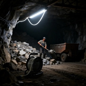 Bande <span class=keywords><strong>LED</strong></span> SMD 2835 220V à double rangée pour tunnel minier, 10m <span class=keywords><strong>25m</strong></span> avec enrouleur portable pour l'éclairage de l'industrie de la construction, norme européenne - Product Image 1