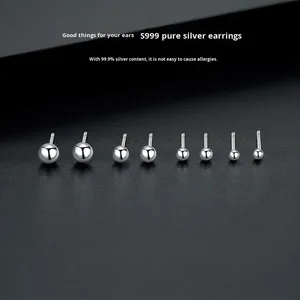 <span class=keywords><strong>Orecchini</strong></span> a Perno Minimalisti in Argento S999 Stratificato per Uso Quotidiano e Regalo per Donne - Product Image 6