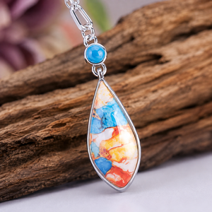 Collana con ciondolo a dettagli colorati, regalo di gioielleria retrò da donna - Product Image 5