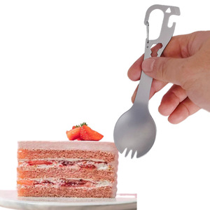 Cuchara-tenedor multifuncional ecológica de acero inoxidable YCX con abridor de botellas y cuchillo para utensilios de cocina de camping al aire libre - Product Image 1