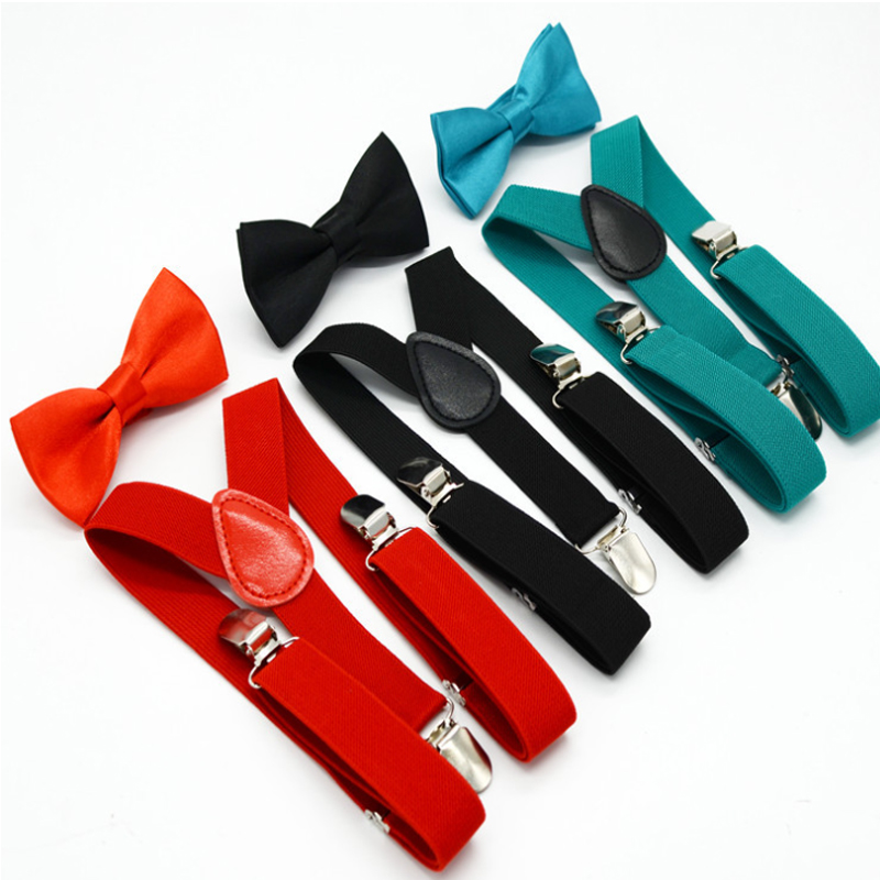 Однотонные Детские подтяжки с поясом и бантом, Эластичные подтяжки с Y-образной спинкой для маленьких мальчиков и девочек, регулируемые подтяжки