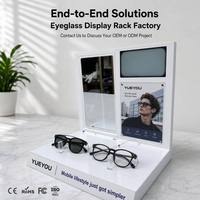 Présentoir de Comptoir en Acrylique Blanc pour Lunettes Intelligentes avec Écran Numérique Intégré, Miroir d'Essai, Sécurité Antivol et Montage Facile