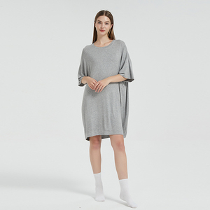 T-shirt per dormire personalizzata con Logo personalizzato per il raffreddamento estivo <span class=keywords><strong>in</strong></span> <span class=keywords><strong>pile</strong></span> di bambù camicia da notte <span class=keywords><strong>pigiama</strong></span> da <span class=keywords><strong>donna</strong></span> - Product Image 3