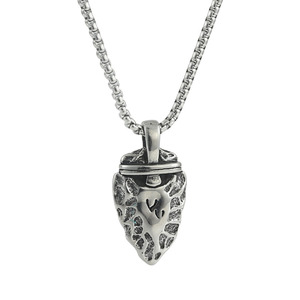 Yunnique – collier avec pendentif en forme de cœur en acier inoxydable, couleur argent rétro, chaîne de 60cm pour hommes et femmes, bijoux à la mode, 2160148 - Product Image 2
