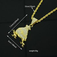 Accessoires : Nouveau collier hip-hop avec pendentif sac d'argent en forme de dollar américain, style INS