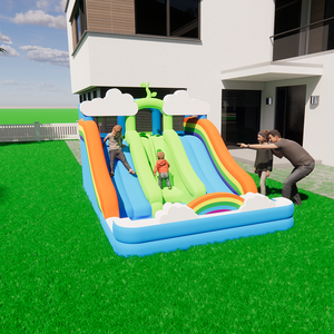 Castillo inflable para niños, parque acuático, casa de rebote con 2 paredes de roca deslizantes largas para uso en interiores y exteriores para juegos de agua en el patio trasero - Product Image 4