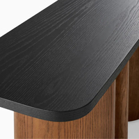 Table console en bois à colonne incurvée asymétrique Dream Home, plateau contrastant foncé, mobilier d'appoint moderne de designer pour hall d'entrée