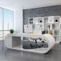 Nouveau design de bureau de direction demi-circulaire, bureau de direction blanc brillant, ensemble de bureau rond, table de bureau à domicile pour manager