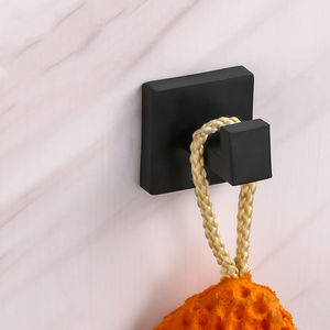 Crochet de manteau noir poli carré d'outils d'accrochage muraux en métal adhésif fort simple - Product Image 5