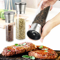 Gadget de cuisine Petit moulin à épices en verre Moulin à sel et à poivre manuel réglable en céramique