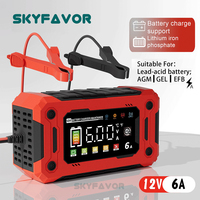 Chargeur de batterie intelligent 12V 6A universel pour batteries Lifepo4, Gel, AGM, EFB, plomb-acide, moto et voiture