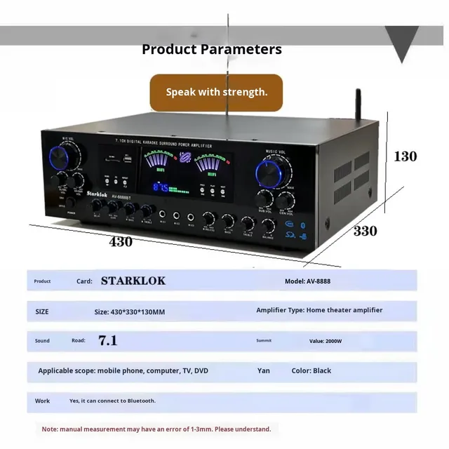 Professional Ultra-High Power 7.1 Channel Home Theater for Amplifier Home KTV Subwoofer Surround Sound Made in China