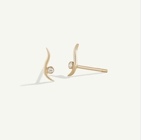 VLOVE Bijoux en or massif de haute qualité, vente en gros, boucles d'oreilles clous incurvées, 14K 18K, boucles d'oreilles en diamant de laboratoire