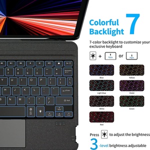 Étui pour iPad 2024 avec clavier, rétroéclairage 7-RGB, Bluetooth 5.1, pavé tactile en PU, étui clavier mobile en cuir avec support pour stylet - Product Image 4