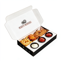 Boîte carrée pliable haut de gamme à montage facile pour plats à emporter, emballage pour poulet frit avec compartiment à sauce