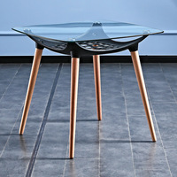 Table à manger moderne de petite taille avec pieds en bois, plateau double couche, haute qualité, personnalisable pour salle à manger, café