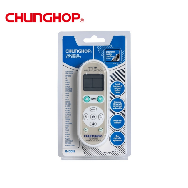 Q-001E Sleep Mode Optimized AC Remote Wholesale Top Quality Fully Multi-Brand AC Remote Compatible