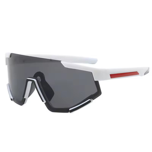 Occhiali da Sole Sportivi Oversize per Ciclismo, Montatura Bianca e <span class=keywords><strong>Rossa</strong></span>, Grandi Lenti Antivento, Occhiali da Sole di Marca di Lusso per Uomo - Product Image 4