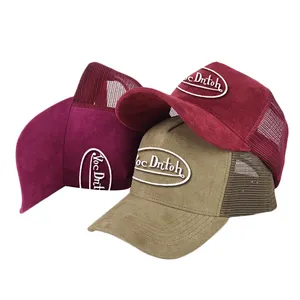 Tùy Chỉnh Suede Trucker Lưới Cap Hat Với Thêu Logo