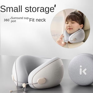 Oreiller de voyage portable avec logo personnalisé en forme de U mousse à mémoire de forme latex rempli d'air conception confortable polyester voiture avion cou dormir - Product Image 2