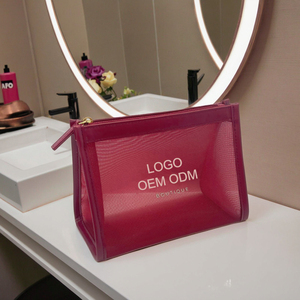 Wholesale Nylon Mesh Clear Makeup Bag <strong>Custom</strong> Logo OEM ODM Lightweight Small Cosmetic Bag Zipper Closure Promotional Beauty <strong>Pouch</strong> - Product Image 6
