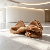 Banc en bois ondulé Y529, banc courbé à lattes pour hall public, sièges d'attente extérieurs pour hôtel, centre commercial, aéroport, mobilier de projet pour salon