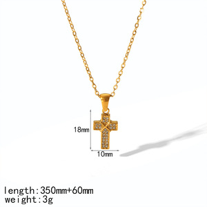 <b>Cross</b> Pendant Necklace Stainless Steel Pave Setting <b>Cross</b> Shape Everyday Wearing Jewelry Clavicle <b>Chain</b> Fashion Necklace - Product Image 3