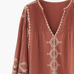 Vestido de malla bordado para mujer, cinturón con cuentas, mangas abullonadas, cuello en V, vestido largo para mujer, vestido de novia fluido - Product Image 1