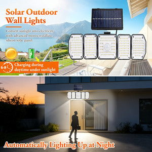 Lampadaire solaire à détection de mouvement, allumage automatique du crépuscule à l'aube, sans facture d'électricité, étanche, recharge rapide, lampes murales - Product Image 4