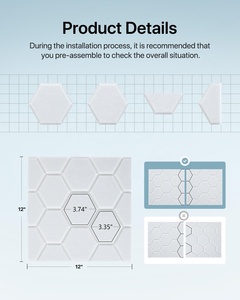 Paquet de 12 panneaux acoustiques en nid d'abeille auto-adhésifs haute densité de 12*12*0.4 pouces Panneaux muraux en <span class=keywords><strong>mousse</strong></span> insonorisés pour murs plafonds portes - Product Image 5