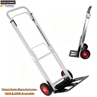 Chariot à main pliable en aluminium haute résistance, capacité de charge 80 kg, 370x410x1070 mm, roues anti-crevaison, outils OEM