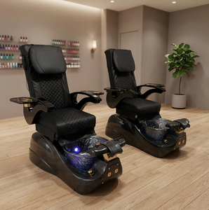 Sillón de Pedicura Eléctrico Negro, Sillón de Spa Reclinable para Salón de Uñas con Baño de Pies con Masaje - Product Image 1
