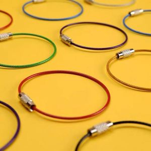 Colored Steel Wire Keychain <b>Rings</b>, Flexible Cable <b>Key</b> Holder Loops for DIY <b>Accessories</b>, Luggage Tags and Promotional Use - Product Image 2