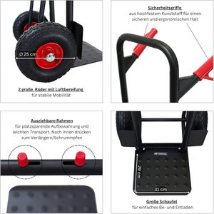 Chariot à sacs pliable et extensible <span class=keywords><strong>Taurus</strong></span> 150 Professional 110x50x57 cm |   Capacité de 150 kg |   Poignées gonflables en acier allié - Product Image 3