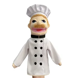 Ready to Ship Creative Hand Puppet White Cook Character Puppet with Popular Stuffed Toy Kids Toy