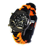 Jam Tangan Multifungsi Camping Hiking dengan Kompas, Gesper, Tali Paracord, Termometer, untuk Wanita