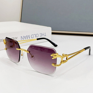 Gafas <span class=keywords><strong>de</strong></span> Sol <span class=keywords><strong>de</strong></span> Moda sin Montura con Patrón <span class=keywords><strong>de</strong></span> Leopardo y Patillas <span class=keywords><strong>de</strong></span> Espejo para Hombre y <span class=keywords><strong>Mujer</strong></span>, Protección UV400, Uso Exterior, Venta al por Mayor Transfronteriza - Product Image 3