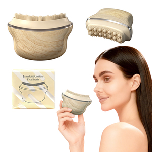 Conjunto de Pincéis Planos para Contorno Facial Linfático com Massageador de Grão de Madeira para Olhos, Pescoço e Corpo - Product Image 1