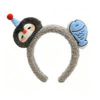 Serre-tête en peluche animaux mignons : pingouin et ours de dessin animé, accessoires capillaires doux et rembourrés