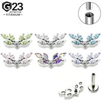 Boucles d'oreilles clous unisexe en titane ASTM F136 plaqué or, motif ailes d'ange classiques avec zircon, pour mariage, hélix d'oreille