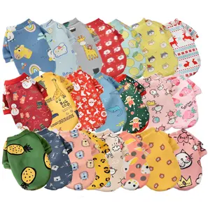 Cute Pet Clothes Cartoon Pet Clothing Summer Shirt Casual Vests Cat T-shirt Puppy Dogs Clothes Quality Polyester CLASSIC Solid